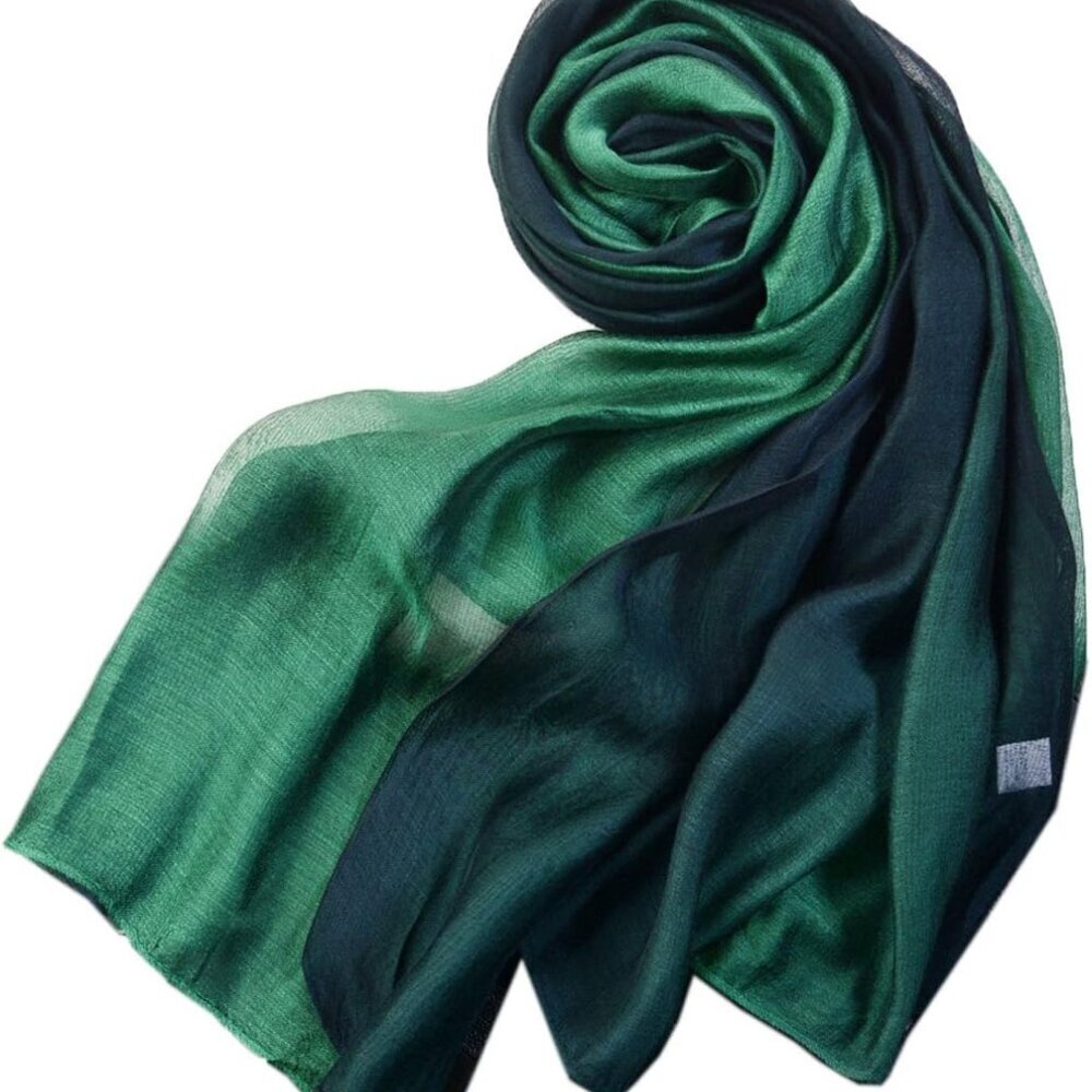 Cotton Silk Scarf Elegant Soft Wraps Color Shade Scarves for Women